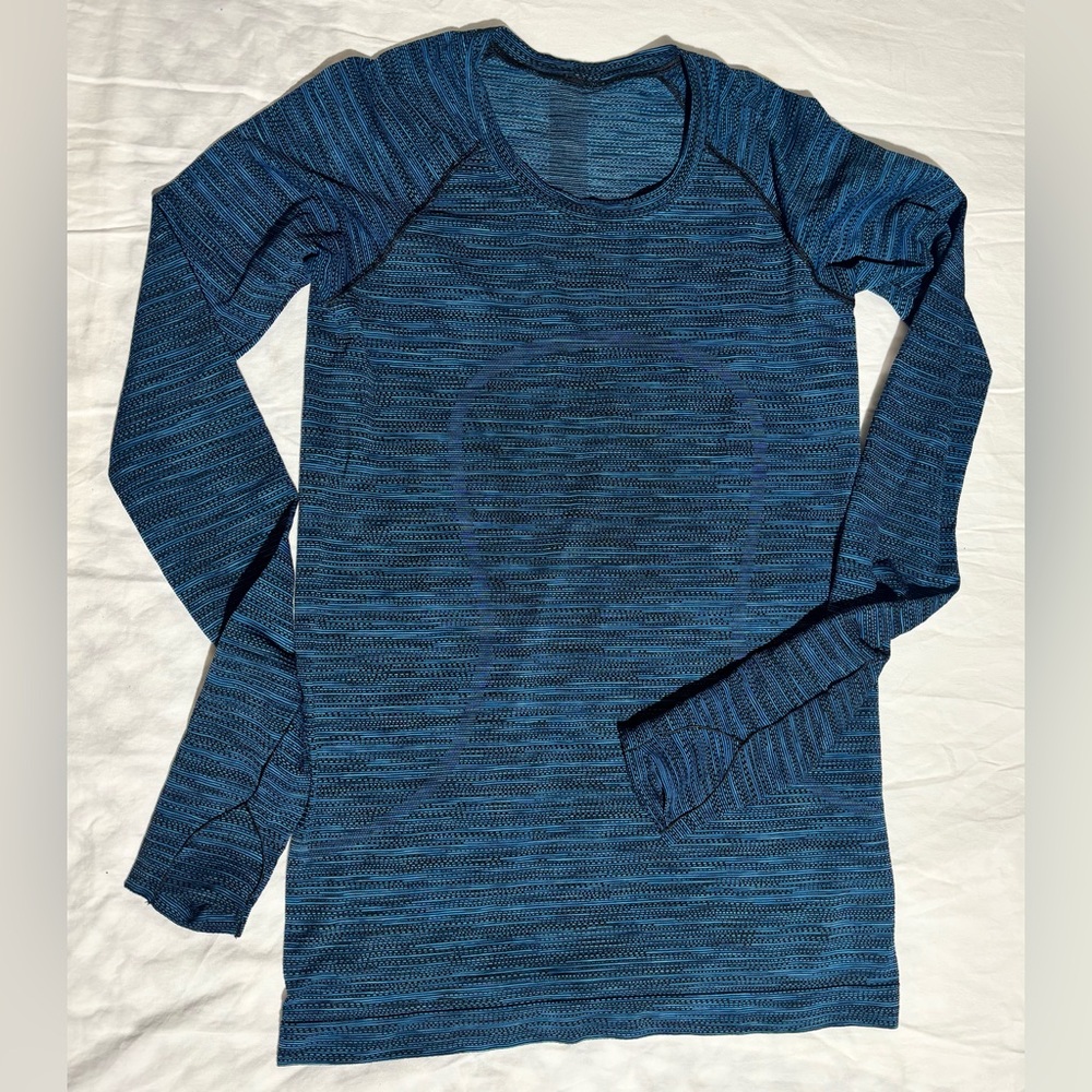 Lululemon Prism Stripe Turquoise Tide Multi Swiftly Tech Long Sleeve 2.0 Shirt 8